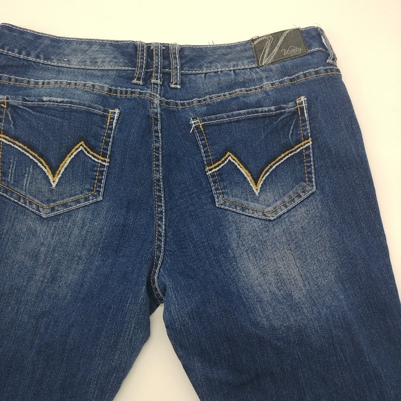Vanity Jeans Vanity Womens Whiskered Bootcut Blue Jeans Medium Wash